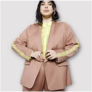NEW Wildfang The Empower Colorblock Tux Blazer Rose Brown Neon Green Large NWT